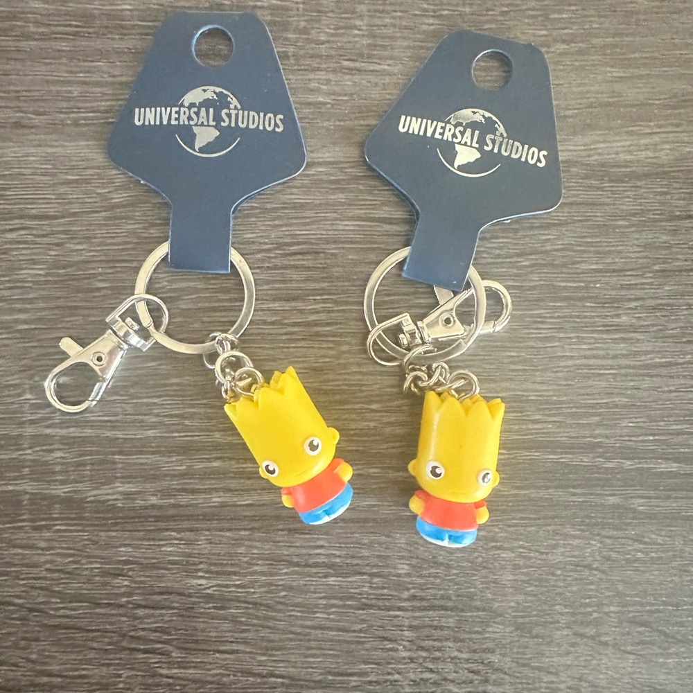 NEW - Set of 2 BART Simpson Keychains - Universal Studios